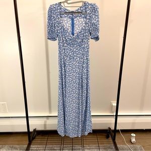 Reformation Lacey Dress in blue floral pattern (no longer available online)